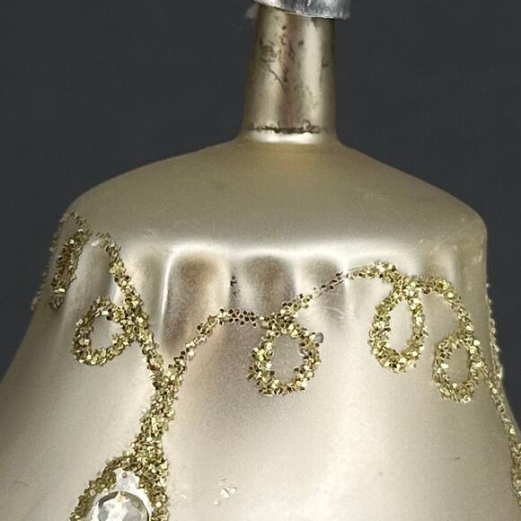 Vtg Italian Glass Lamp Ornament 5" Ivory Pink Blue Gold Bird Charm Christmas 60s - Picture 12 of 16